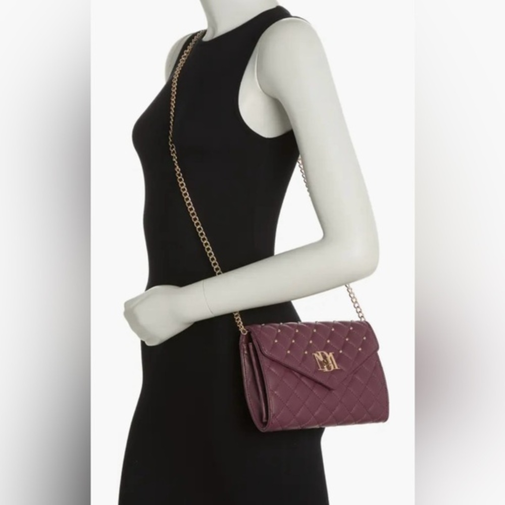 Badgley Mischka NWT Plum Quilted and Studded Crossbody w/Gold Hardware Ret $129